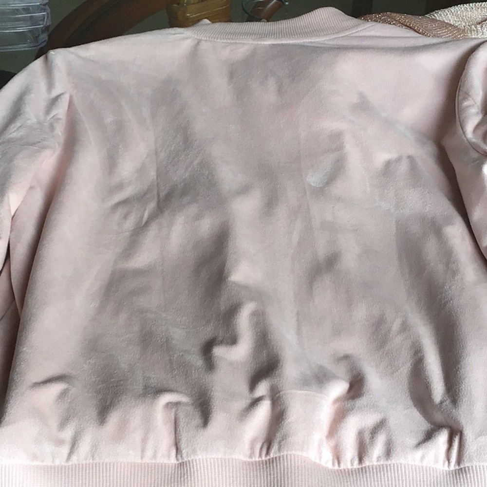 Baby Pastel Pink “Sandwashed Silk” or “Sueded Silk” Bomber Jacket - Picture 5 of 8